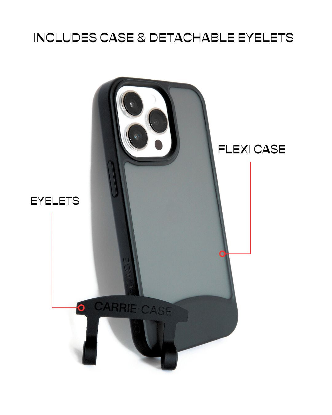 CARRIE CASE / FLEXI BLACK CLEAR + EYELETS / NEW TOUGH MATERIAL